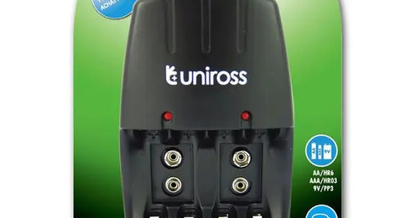 Uniross Chargeur Rapide pour Piles Rechargeables AA / HR6 - AAA / HR03 avec 8 canaux de Charge indépendants alimenté par câble USB