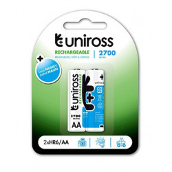 PILE  RECHARGEABLE HR6 X2 AA 2700AH UNIROSS  Un2aa2700
