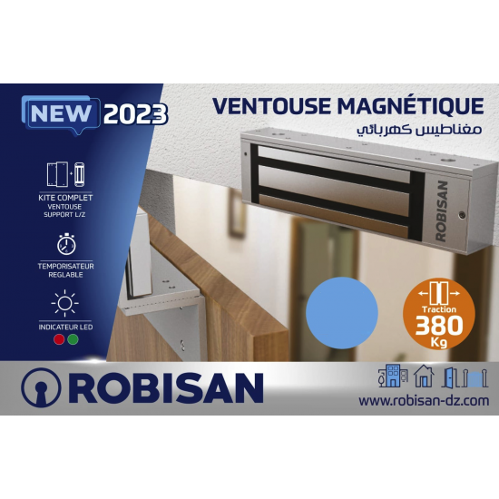 Ventouse éléctromagnétique Avec support L/Z 380Kg ROBISAN VE-380 