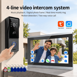 Sonnette videophone Tuya avec moniteur10" intelligent et contrôle d'accès aux portes HM5 AHD10 avec option NVR et carte Mifare