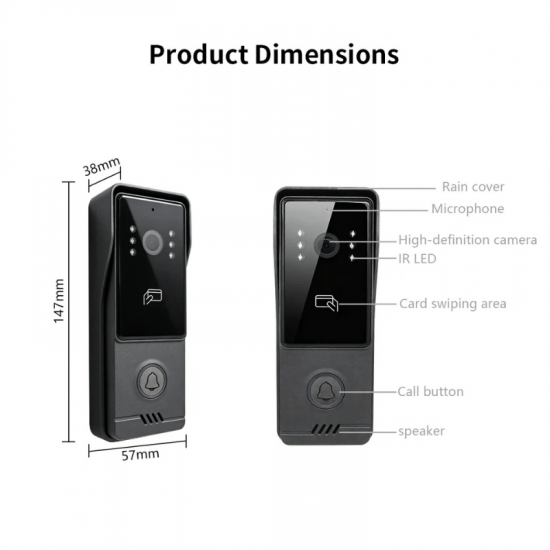 Sonnette videophone Tuya avec moniteur10" intelligent et contrôle d'accès aux portes HM5 AHD10 avec option NVR et carte Mifare