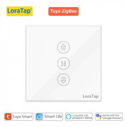 Interrupteur tactile Blanc zigbee  connecté et intelligent pour rideaux et volet roulant électrique  loratap SC400-ZB-WHI