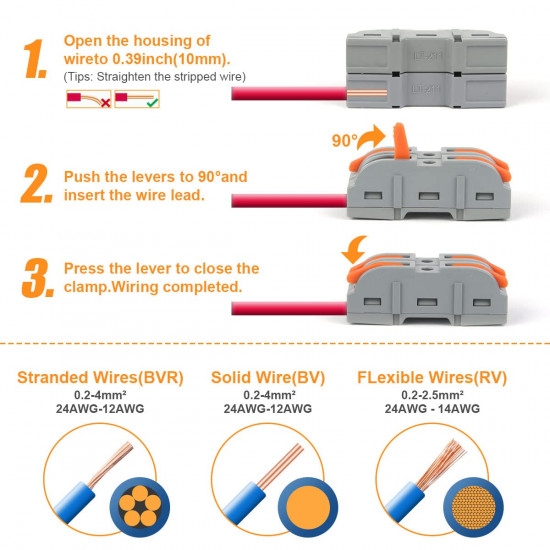 Connecteurs de fils Electriques Rapide WAGO 4 Broches