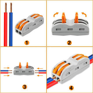 Connecteurs électriques rapides avec levier, 34 pcs 1-fil 2 bornes de  connexion rapide, domino électrique rapide, connecteur de fil de câble peut  être librement com