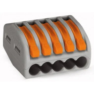 Borne de connexion rapide WAGO pour fils électrique 5 entrées Borne de connexion rapide WAGO pour fils électrique 5 entrées