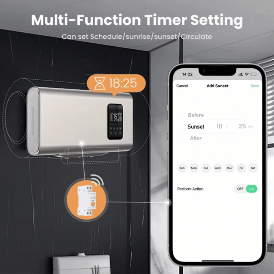 Disjoncteur intelligent WiFi AVATTO WCB16-1P 63A avec mesure consommation d'énergie compatible Tuya , alexa , googlehome