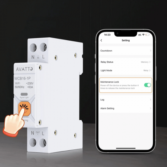 Disjoncteur intelligent WiFi AVATTO WCB16-1P 63A avec mesure consommation d'énergie compatible Tuya , alexa , googlehome
