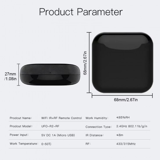 Télécommande universelle WiFi RF IR, Tuya Smart Life App RF-R1 Télécommande universelle WiFi RF IR, Tuya Smart Life App RF-R1