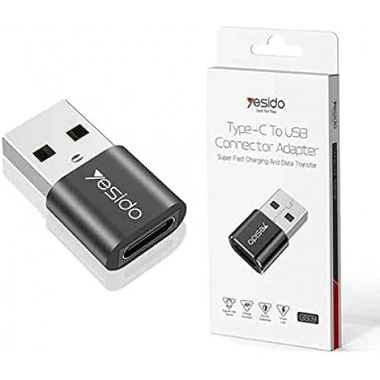 Adaptateur convertisseur Yesido GS09 Type-C vers USB - Noir