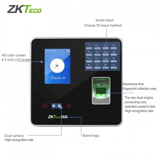 Pointeuse Biométrique empreinte et reconnaissance faciale Zktco ZK3969 (MB20) Pointeuse Biométrique empreinte et reconnaissance faciale Zktco ZK3969 (MB20)