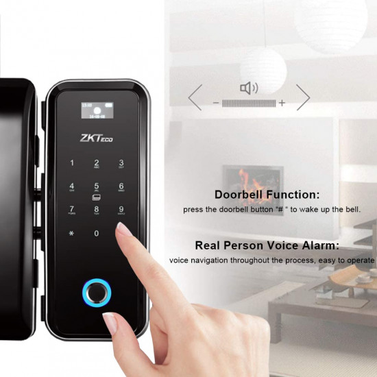 Serrure de porte en verre intelligente ZKTeco GL300 par empreintes digitales, mot de passe et cartes et télécommande Serrure de porte en verre intelligente ZKTeco GL300 par empreintes digitales, mot de passe et cartes et télécommande