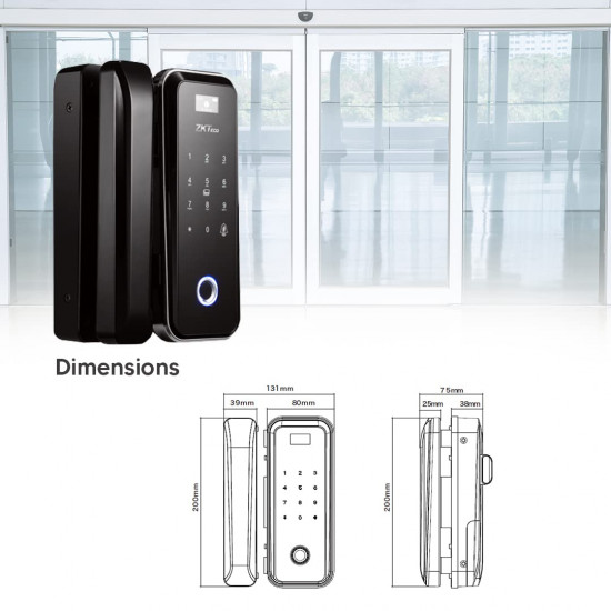 Serrure de porte en verre intelligente ZKTeco GL300 par empreintes digitales, mot de passe et cartes et télécommande Serrure de porte en verre intelligente ZKTeco GL300 par empreintes digitales, mot de passe et cartes et télécommande