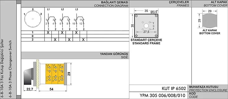 Interrupteur Rotatif 3 Phases, 2 Broches - Panneau Carré De Montage - Marque Uxcell